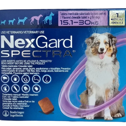 NexGard Spectra® tableta masticable para perros de 15 a 30 kg